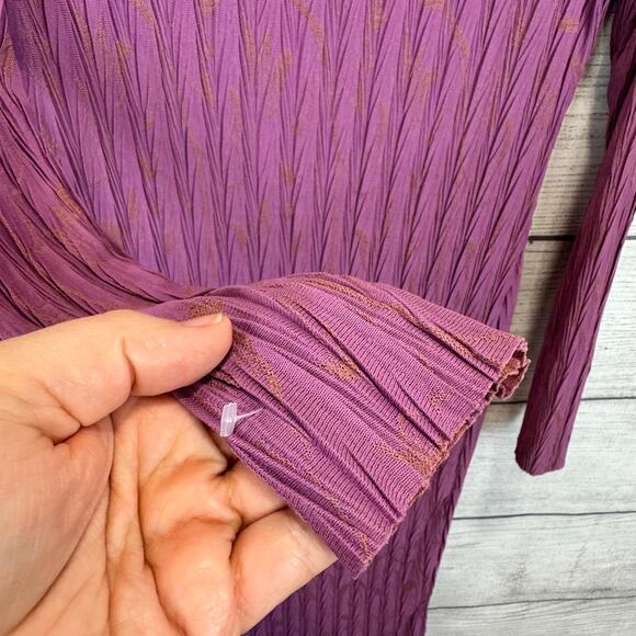 Zara Women's Purple & Gold Textured Jacquard Midi Dress Size Medium - Picture 4 of 9